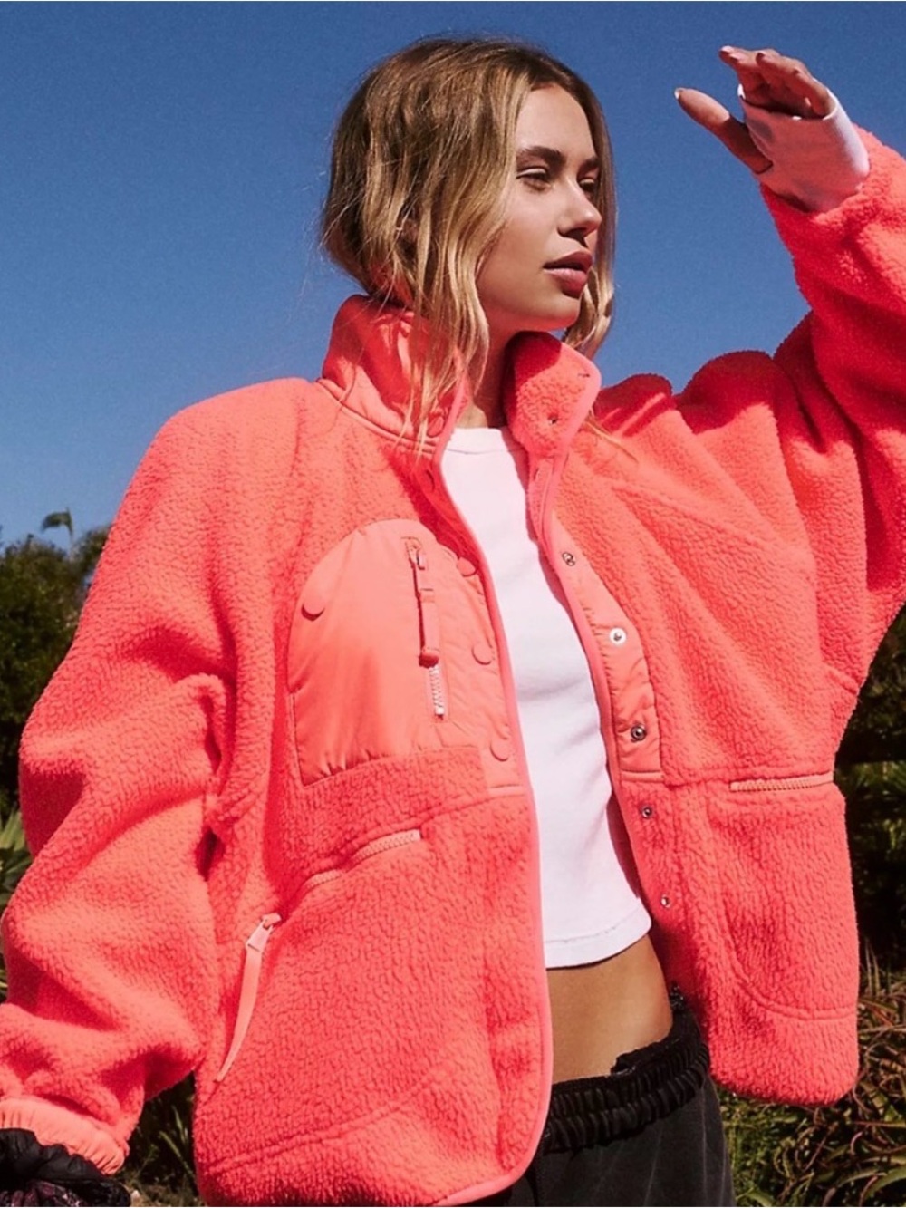 Hit the Slopes Fleece Jacket XS in Neon Coral
